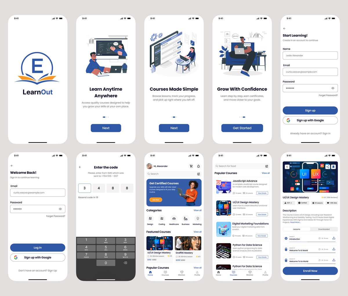3xProduct_D's tweet photo. Just completed another design exploration, a Modern E-learning mobile app design. 

How is it? 👀 https://t.co/QJLfoQoyUn