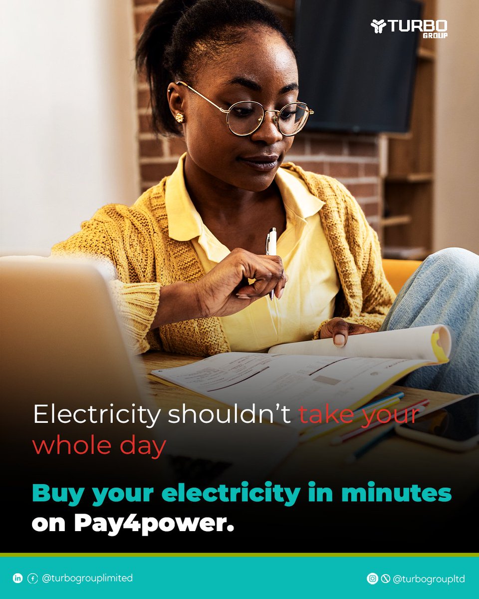 TurboGroupLtd's tweet photo. With Pay4power, you don’t need long queues or complicated steps. Just a few taps and your electricity is sorted, fast, simple, and stress-free.
Visit the Pay4power website and recharge in minutes.
#FastElectricityPayments #QuickRechargeSystem #SmartPowerAccess #NoDelayNoStress https://t.co/EFeQUpWSLx