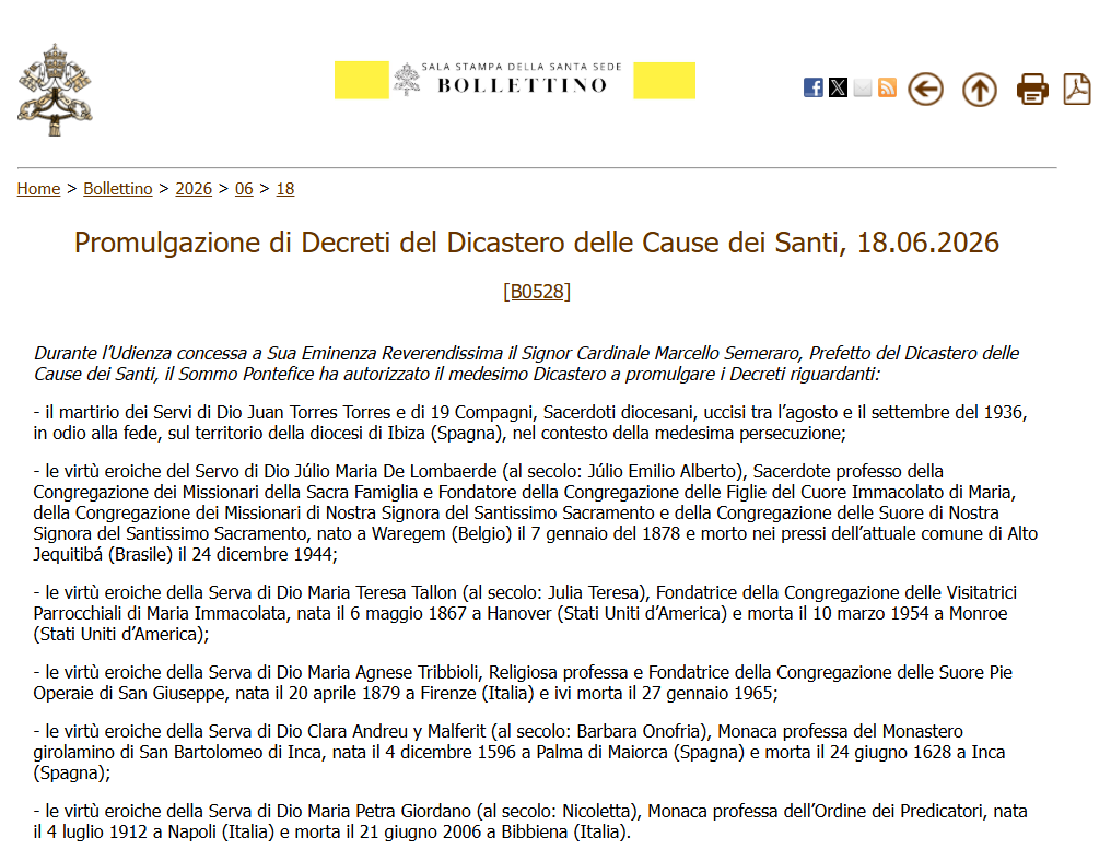 CauseSanti's tweet photo. Promulgazione di Decreti del Dicastero delle Cause dei Santi
https://t.co/1p60qbJ7NM https://t.co/OGBPPK1d0R