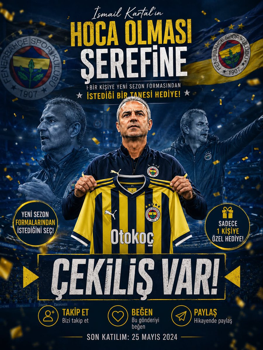 hsn1907fener's tweet photo. 🔥 Aykut Kocaman yerine İsmail Kartal'ın hoca olması şerefine, kıymetli ağabeyim @FatihAk23367767 sponsorluğunda bir kişiye istediği yeni sezon formasını hediye ediyoruz! 🟡🔵👕

✅ Bizi takip et
🔁 Bu twiti RT'le
❤️ Beğen 

Sonucu yarın akşam açıklıyoruz. Bol şans dostlar! https://t.co/QWilKgXOwa