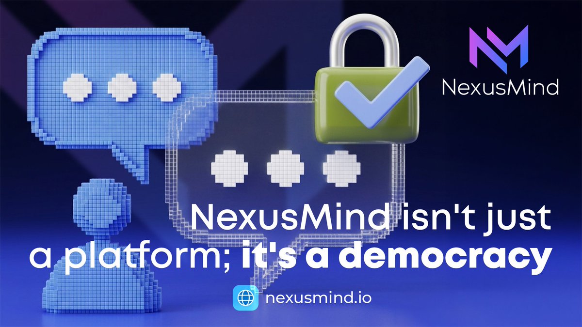 MyNexusMind's tweet photo. 🗳 #NexusMind isn't just a platform; it's a democracy.

🏛 With $NMD governance tokens, you help shape the future. Vote on features, guide development, and build the community you actually want to be part of.

💎No CEOs. No hidden agendas. Just you, the users, and the blockchain https://t.co/3MMI7r2Ea2
