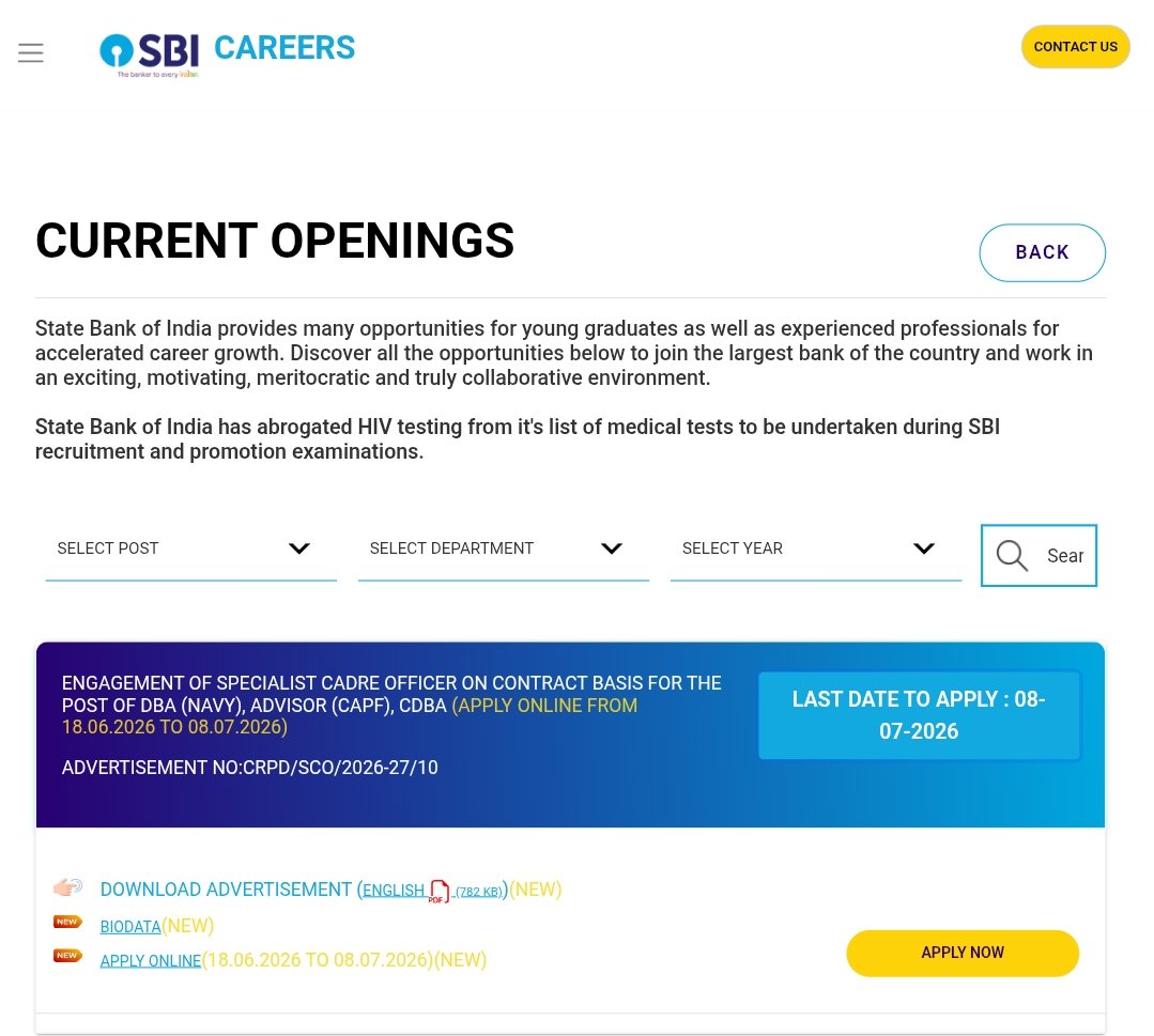 SarkariResultEx's tweet photo. SBI PO 2026 Notification Out!

पद : Probationary Officer (1500 Vacancies)

योग्यता : Graduate

अंतिम तारीख : 08 जुलाई 2026 https://t.co/awOT2Ycw5x