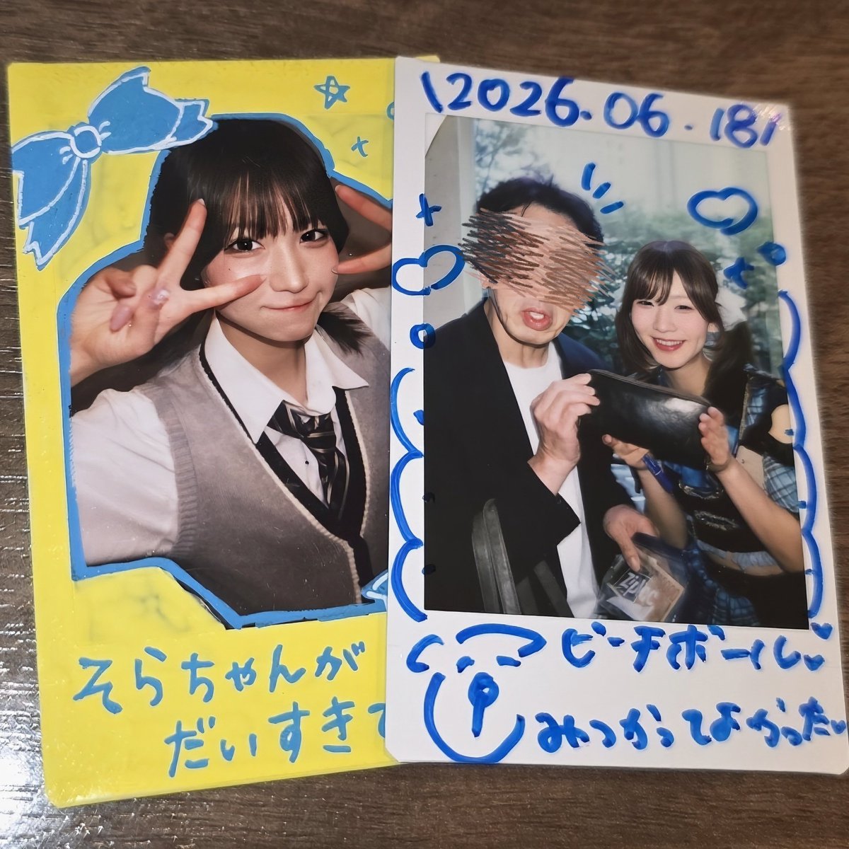 BEACHBALL0905's tweet photo. そら⤴️そら⤴️さん
オサイフ見つかったよお
入ってた そらチェキ 戻ってきた😭😭😭
また裏のコメント読み直したあ😌 
うれしい😭😭
#陽山そら
#ヤギまる成長記録
 #Aproof
ありがとう はおかしいけど
ありがとうって言いたくなる https://t.co/jK3vAhA0Tc