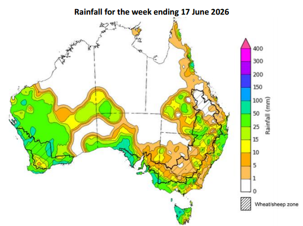 mkt_intl's tweet photo. 🇦🇺 #Australia – 🌱QLD & NSW: lighter rainfall providing only a moderate soil moisture benefit.
🌦️VIC & SA: recent rainfall and forecast falls will deliver boost to soil moisture and support winter crop.
#pulses #lentil #chickpeas #peas #canola #durum #barley https://t.co/l9FgorFRc1