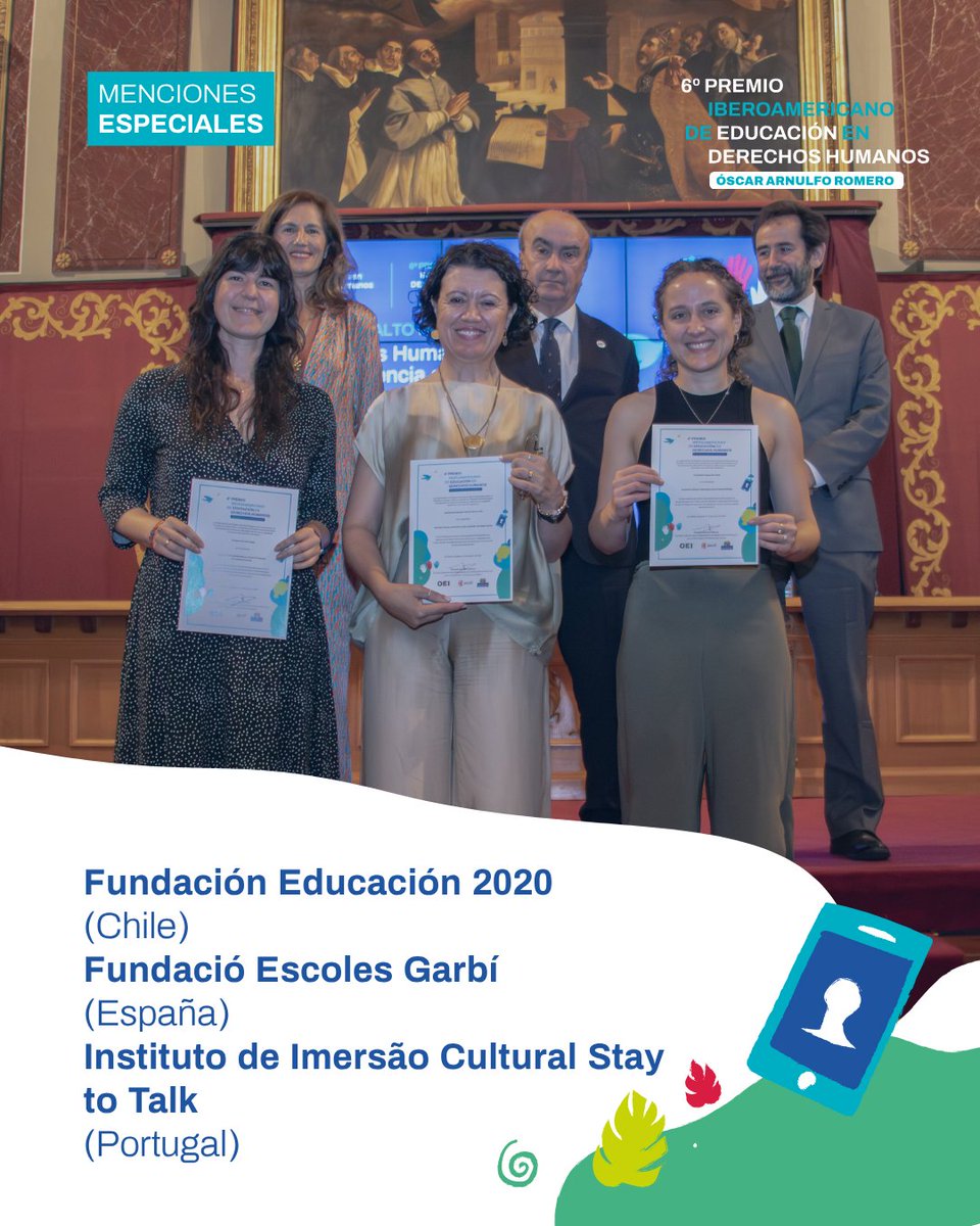 oeidigital's tweet photo. @Iruneagui @olindasalguero @FundaEsquipulas @Local2030 @unicef_es @UNetxea @baketik @sol_inter @ALBOANongd @EgiariZor @AytGernika @Gob_eus @deusto @educaciongob @JaboneroOEI @mjesus_sanjose Dada la calidad de los proyectos presentados, el jurado ha decidido entregar 3 Menciones Especiales:
🏅 Fundación @Educacion2020 (Chile 🇨🇱)
🏅 Fundació Escoles @GarbiPereVerges (España 🇪🇸)
🏅 Instituto de Imersão Cultural Stay to Talk (Portugal 🇵🇹) https://t.co/q67ik7gzZo