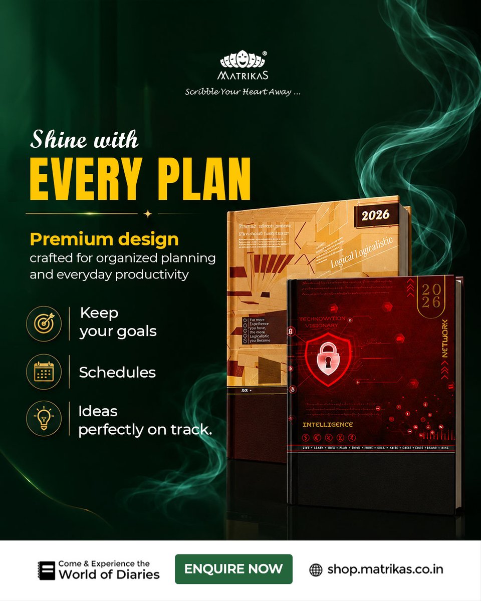 MatrikasPr31497's tweet photo. Stay organized, focused, and productive with Matrikas Premium Diaries. 

Enquire Now: https://t.co/49e6hcnyv2

#Matrikas #MatrikasDiaries #2026Diary #PremiumDiary #Planner2026 #DailyPlanner #GoalSetting #ProductivityTools #ProfessionalDiary #OrganizedLife https://t.co/fxaSBGkpAZ