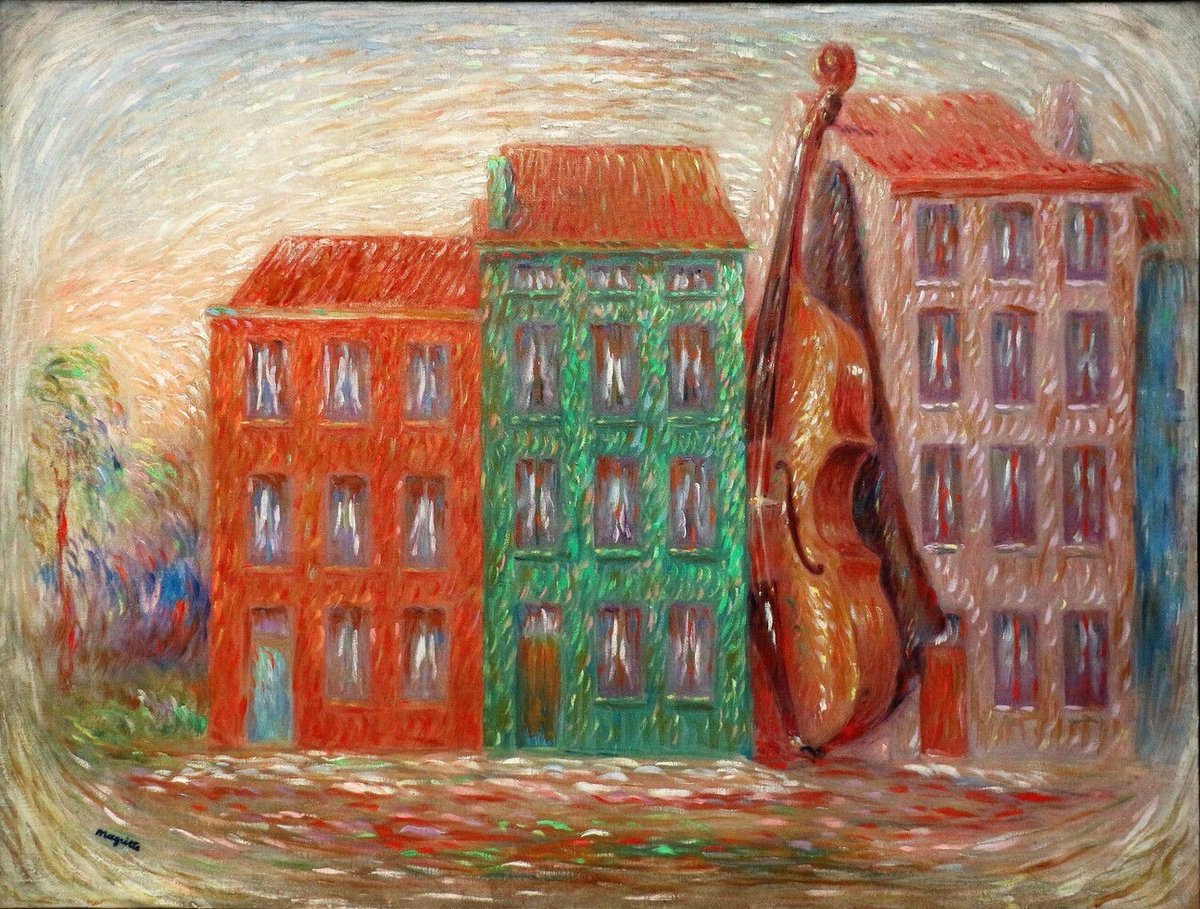 artistmagritte's tweet photo. Image à la maison verte / Image with a green house - 1944 #artbots #magritte https://t.co/2mUhyDy6rS
