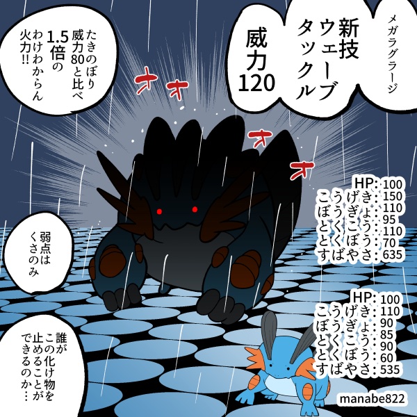manabe822's tweet photo. ウェーブタックル習得で暴れるメガラグラージ　1/3　#ポケモンチャンピオンズ https://t.co/lN4q4sBlJ2