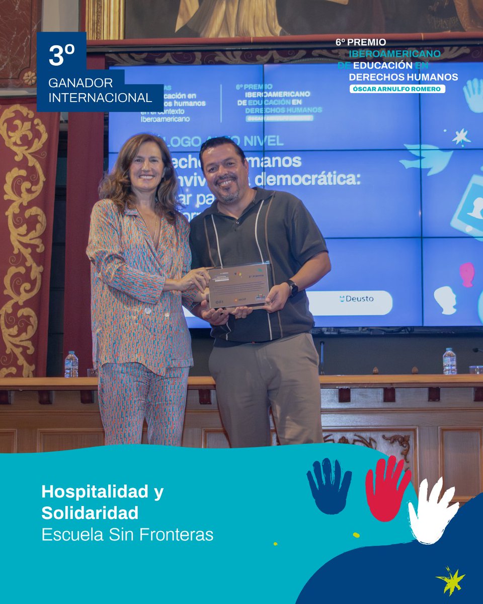 oeidigital's tweet photo. @Iruneagui @olindasalguero @FundaEsquipulas @Local2030 @unicef_es @UNetxea @baketik @sol_inter @ALBOANongd @EgiariZor @AytGernika @Gob_eus @deusto @educaciongob @JaboneroOEI @mjesus_sanjose @Educacion2020 @GarbiPereVerges @OEIChile @PortugalOei @eLankidetza @AECID_es 🥉 En tercer lugar, el @AlbergueHYS Hospitalidad y Solidaridad, de México 🇲🇽, con el proyecto "Escuela Sin Fronteras: Garantizando el derecho a la educación inclusiva, equitativa y de calidad para la población migrante". #PremioDDHHRomero https://t.co/273CRlOhx2