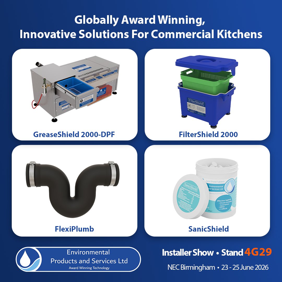 EPAS_Ltd's tweet photo. At InstallerSHOW Stand 4G29 next week see:
• GreaseShield®
• FilterShield™
• FlexiPlumb 
• SanicShield® 

Whether you're involved in design, specification, installation or facilities management, we'd be pleased to discuss your requirements.

#EPAS #InstallerSHOW https://t.co/lOFEjPi1TY