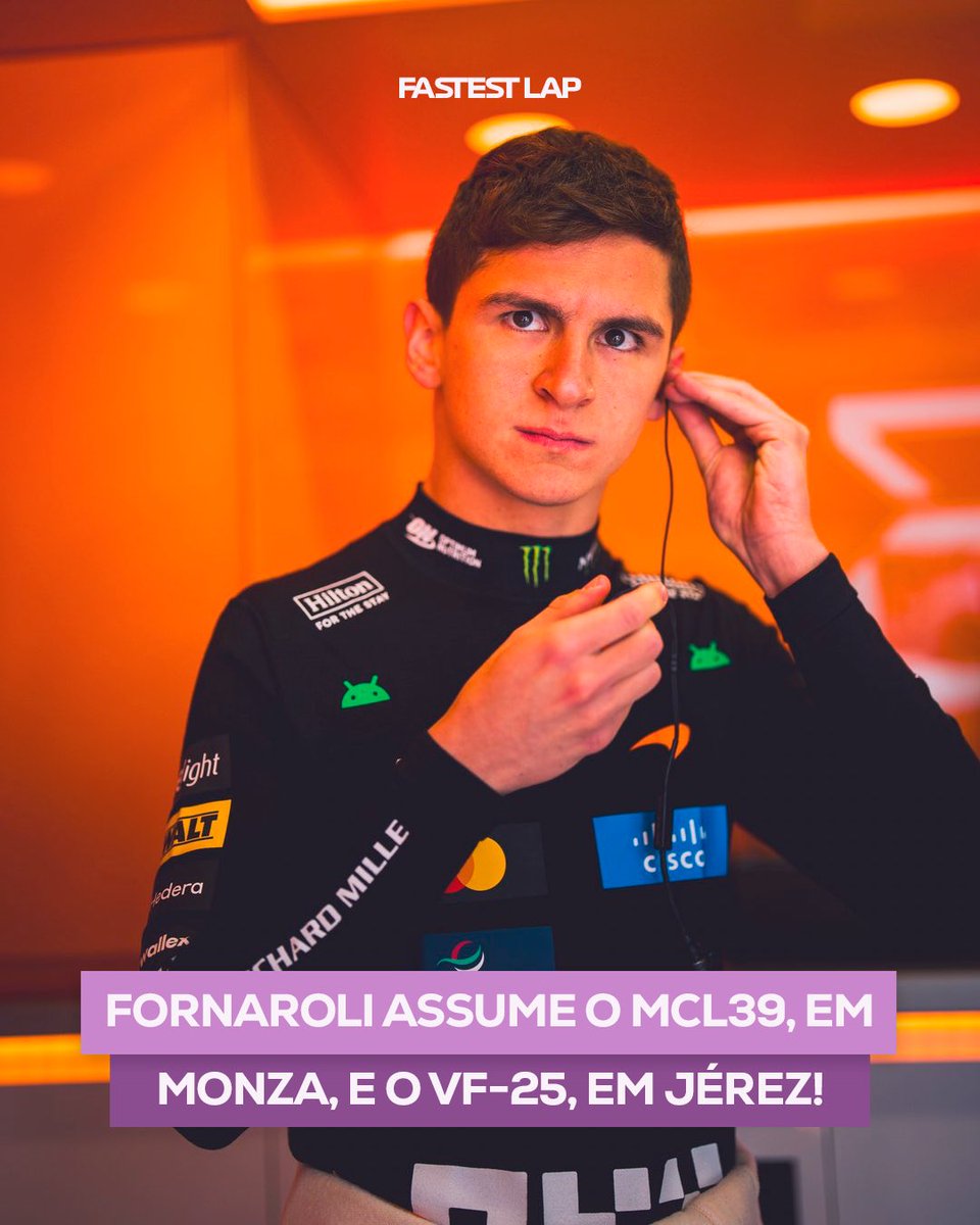 fastestlapp's tweet photo. Leonardo Fornaroli estreou-se numa sessão oficial de Formula 1 ao volante do McLaren de Lando Norris na Treino Livre 1 do Grande Prémio de Barcelona-Catalunya. Depois participou em testes Pirelli em Monza com o MCL39 e em Jerez com o VF-25 da Haas. #FastestLap #Formula1 #DAZNF1 https://t.co/QHvXpGr7kK