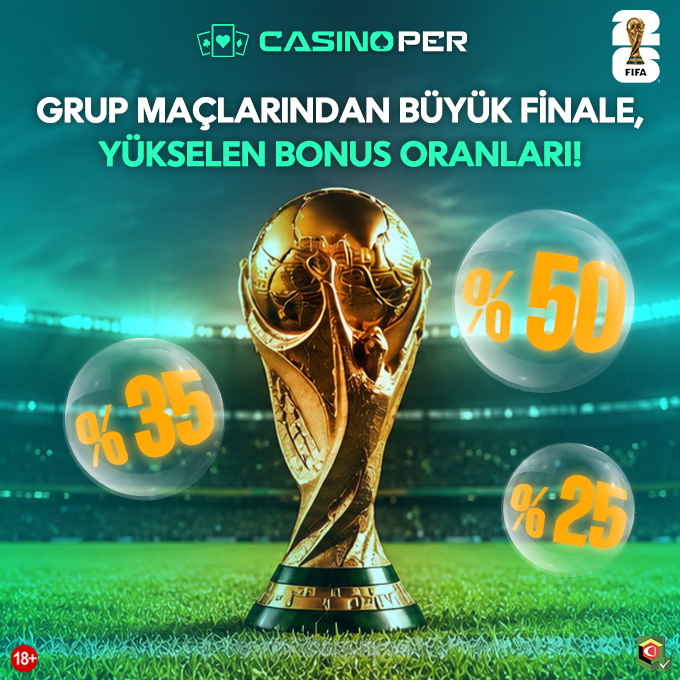 perguncel's tweet photo. 🔥 Dünya Kupası heyecanı büyürken bonuslar da büyüyor!

🎁 CasinoPer'de turnuvanın her aşamasına özel %50'ye varan bonuslarla aksiyona avantajlı başla.

👉 Casinoper güncel giriş linki profilde! https://t.co/8jPAkLAOEX