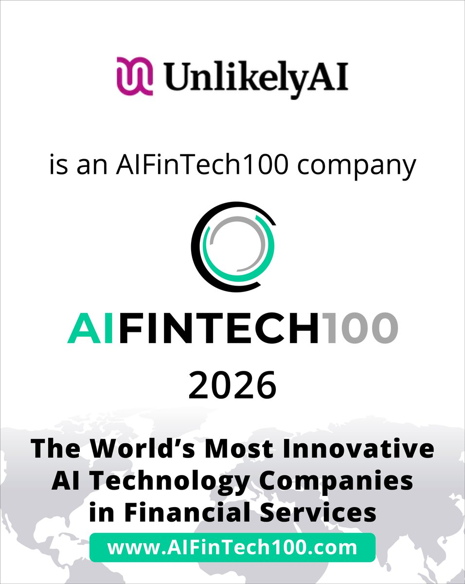 Fintech_Global's tweet photo. Congratulations to @UnlikelyAI for making it into this year’s #AIFinTech100 list.  
  
Find the full list here: https://t.co/oHTHimWwST 

#FinTech #AI https://t.co/OlWGEJB9Hi