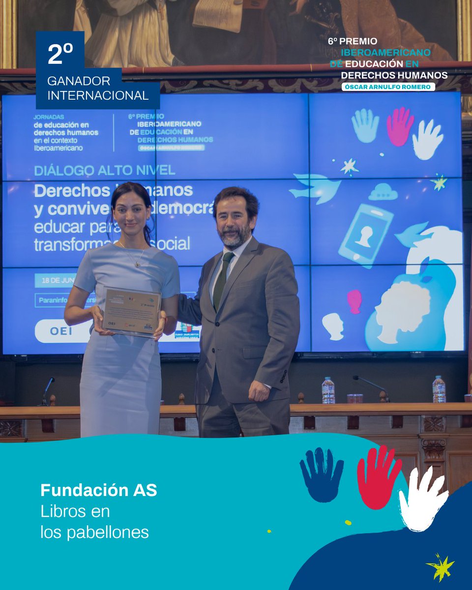 oeidigital's tweet photo. @Iruneagui @olindasalguero @FundaEsquipulas @Local2030 @unicef_es @UNetxea @baketik @sol_inter @ALBOANongd @EgiariZor @AytGernika @Gob_eus @deusto @educaciongob @JaboneroOEI @mjesus_sanjose @Educacion2020 @GarbiPereVerges @OEIChile @PortugalOei @eLankidetza @AECID_es @AlbergueHYS @OEIMEX 🥈 En segunda posición, la @fundacionasok de Argentina 🇦🇷, con el proyecto "Libros en los pabellones". #PremioDDHHRomero https://t.co/Y1Bf5494JF