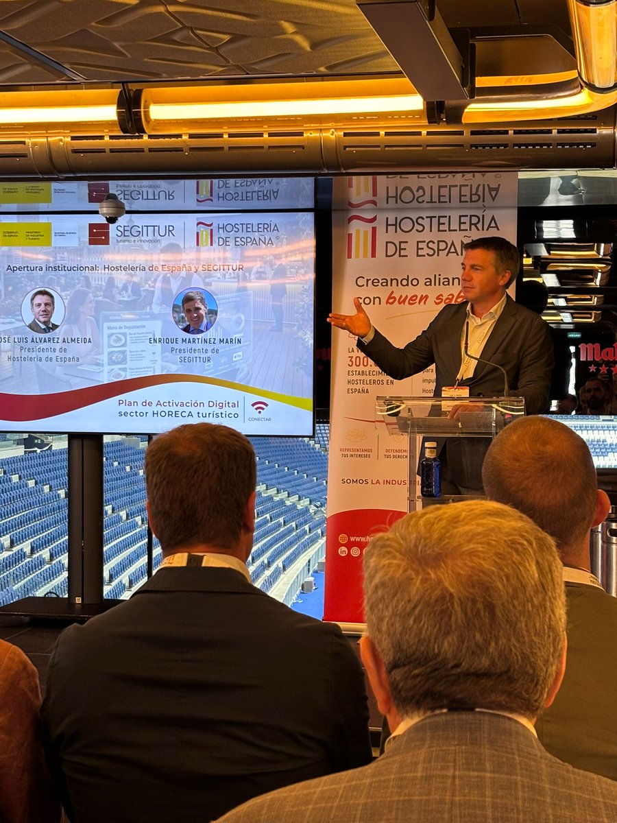 CEHEhosteleria's tweet photo. Hoy hemos presentado junto a @SEGITTUR el Plan de Activación Digital para el sector #HORECA turístico. 

Durante la inauguración, el presidente de @CEHEhosteleria, @josealmeida20_ ha destacado lo siguente:

''La digitalización es sin duda una gran aliado, cuando se explica de manera fácil y se ajusta a las necesidades reales, evitando que se perciba como una carga más. 

En este sentido, este plan aterriza muchas de esas herramientas y las acerca a los empresarios en sus diferentes grados de madurez digital.''

@portalhoreca 

#HosteleríaDeEspaña