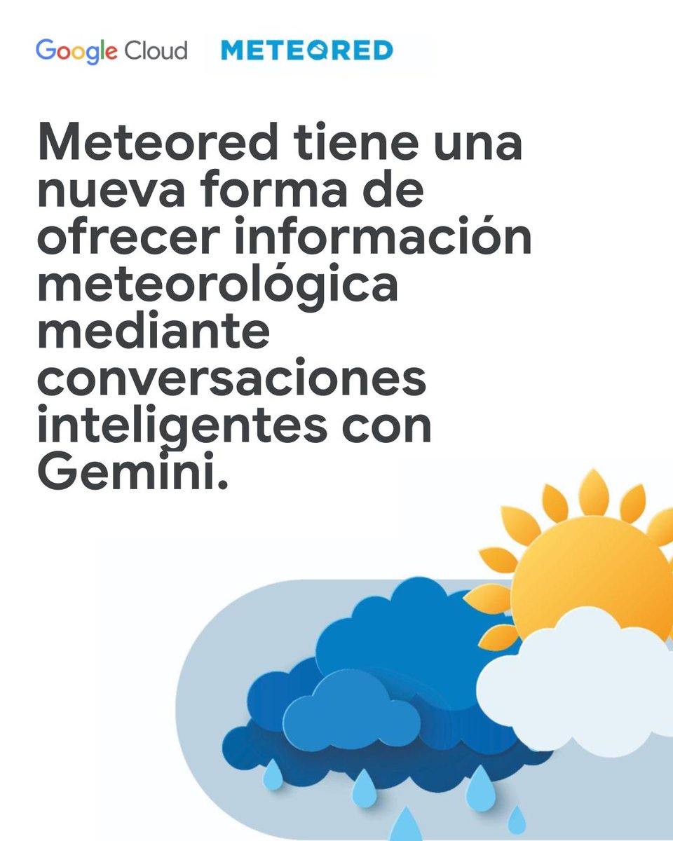 GoogleCloud_ES's tweet photo. @Telefonica @MASORANGE_ES @Vocento @henneomedia 🌤️🎯 Personalización e interacciones inteligentes:

🔹 @MeteoredES acerca la previsión meteorológica con conversaciones naturales usando Gemini.
🔹 Loyal Guru lleva la fidelización al siguiente nivel al hiperpersonalizar interacciones con agentes de IA. https://t.co/JssyxkrJM6