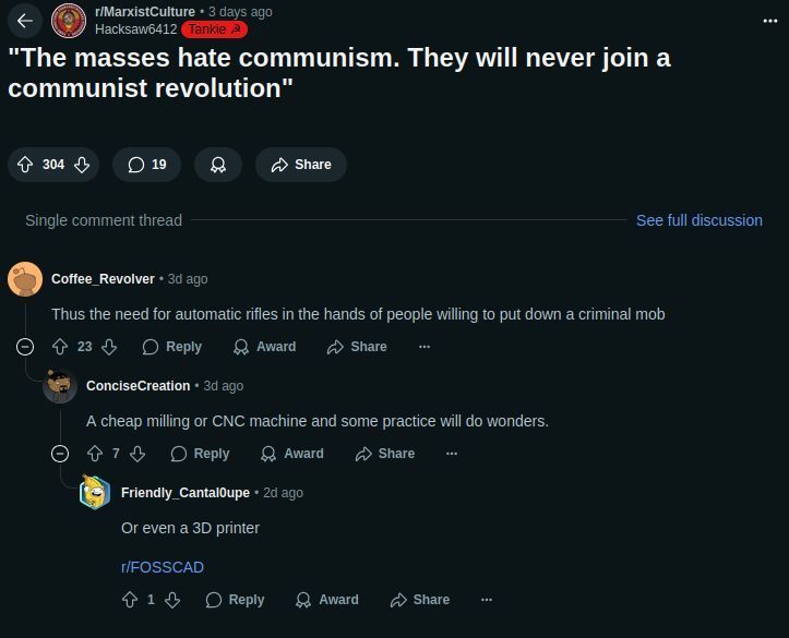 ReviewsPossum's tweet photo. Make a movie about a bunch of fat, mentally ill communists who want to start a revolution, but they can't buy guns because none of them can pass a background check due to being on the sex offender registry, so they spend a week trying to figure out how to use a 3D printer. https://t.co/yaTdc0SHRq