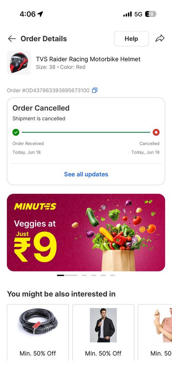 birjesh186's tweet photo. I had ordered a helmet during your sale, and despite the order being confirmed multiple times, it was cancelled by Flipkart without any valid reason. This has caused inconvenience and disappointment, especially as I placed the order during the sale period. @flipkartsupport https://t.co/HxLo1joQXK