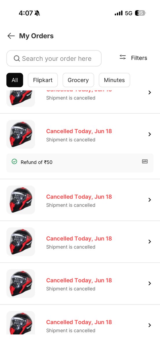 birjesh186's tweet photo. I had ordered a helmet during your sale, and despite the order being confirmed multiple times, it was cancelled by Flipkart without any valid reason. This has caused inconvenience and disappointment, especially as I placed the order during the sale period. @flipkartsupport https://t.co/HxLo1joQXK