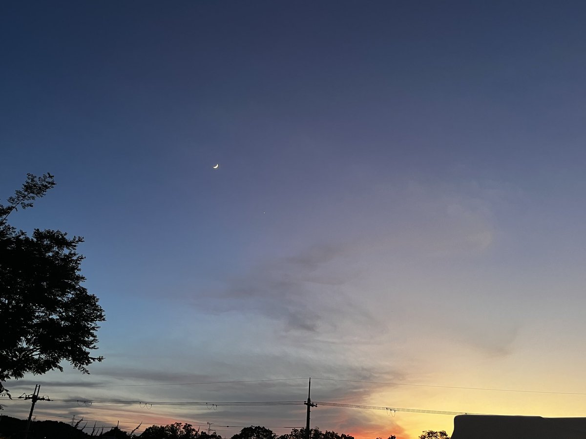 10tenkiko's tweet photo. 西の空に月と金星

今夜は木星と水星も一列に見えるんだとか？うむむ https://t.co/bui8qVP4hl