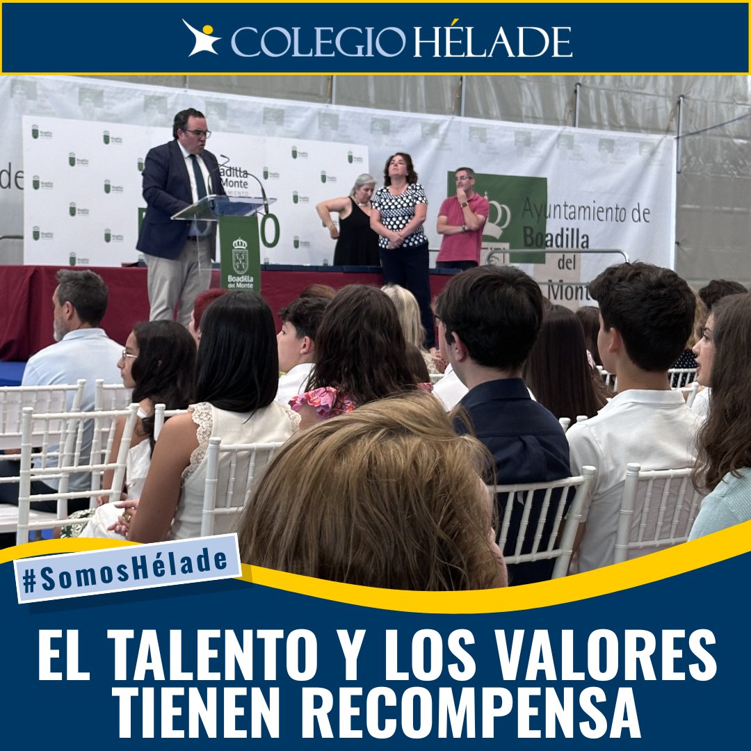 Colegio_Helade's tweet photo. 🏆🌟 Nuestros alumnos fueron reconocidos en los Premios Plan 10 de Boadilla del Monte.

Un premio al esfuerzo, la excelencia académica y, sobre todo, a los valores que construyen grandes personas. 💙💛

¡Enhorabuena a todos los premiados! 👏

#SomosHélade #Plan10 https://t.co/F29yabbF89