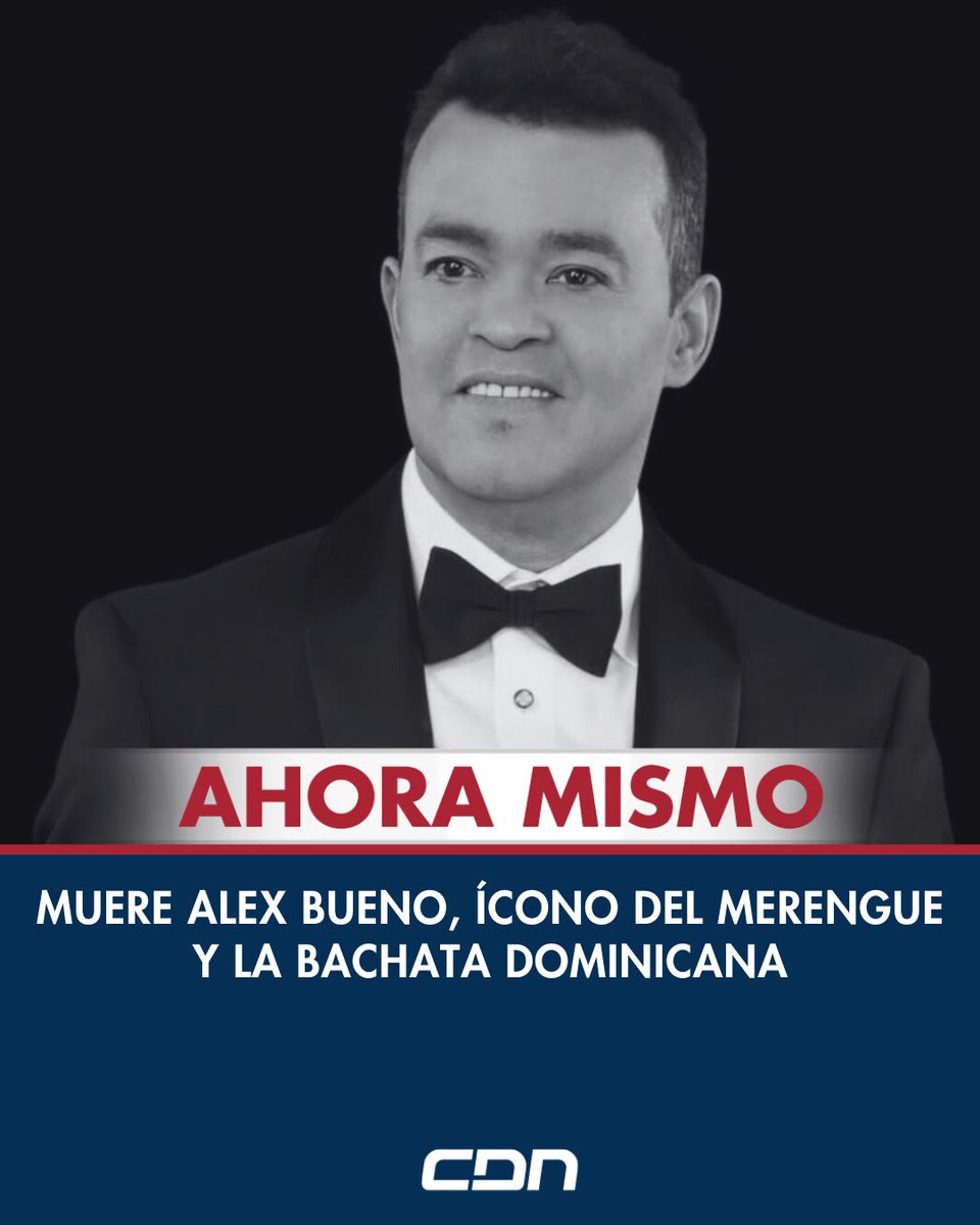 cdn37's tweet photo. Alex Bueno, considerado una de las voces más melódicas de la música dominicana y una de las figuras emblemáticas de los “años dorados del merengue”, falleció este 18 de junio en Nueva York a los 62 años, tras enfrentar durante ocho meses un tumor cerebral. La noticia fue confirmada por sus familiares a través de su cuenta oficial.

Conocido como “El Mayimbito”, apodo que ganó por su parecido artístico con Fernando Villalona, así como por su carisma y calidad interpretativa, dejó un legado musical plasmado en más de una veintena de producciones que abarcaron géneros como el merengue, la bachata, el bolero y la salsa.

Amplía esta y otras informaciones en el enlace de nuestro portal web https://t.co/JMXawBvzFc. Síguenos en Instagram CDN 37.

#CDN37 #RIPAlexBueno