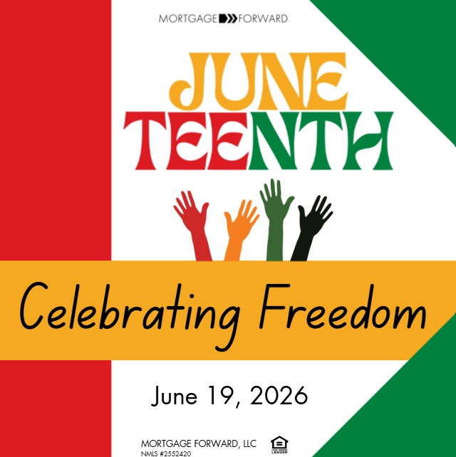 MortgageForward's tweet photo. We honor Juneteenth — Freedom Day — a time to celebrate freedom and reflect on the ongoing pursuit of equality and opportunity for all.

In observance of Juneteenth, Mortgage Forward will be closed on Friday, June 19, 2026.

#Juneteenth #FreedomDay  #CelebrateFreedom https://t.co/xsraZA2fBP