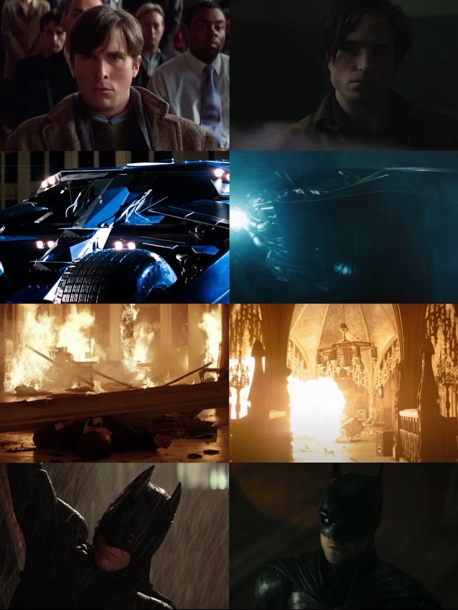 nightswayness's tweet photo. Batman Begins (2005) / The Batman (2022) https://t.co/xKCRokjH70