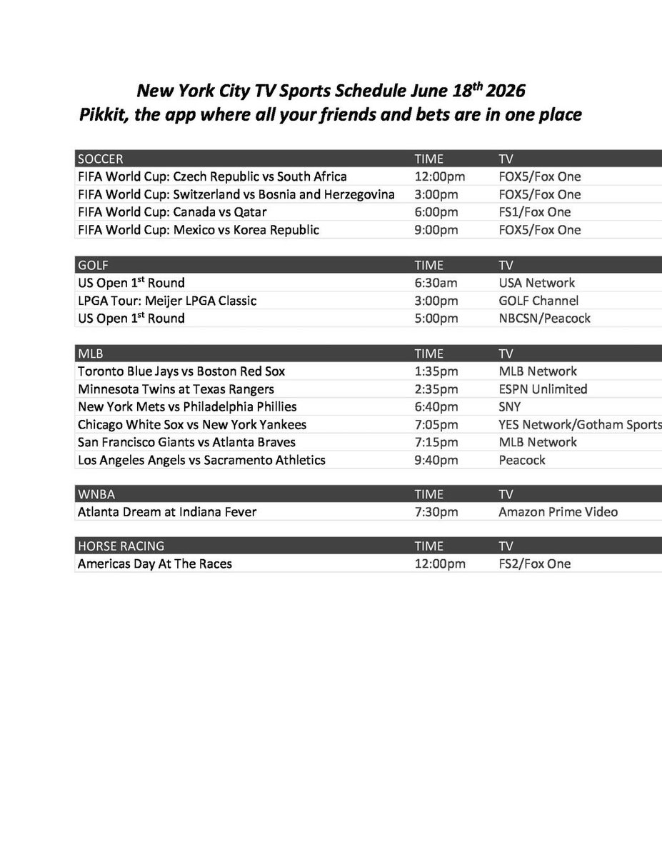 andysrandomness's tweet photo. NYC TV Sports Schedule 6-18-2026 https://t.co/p9igjGrH9j