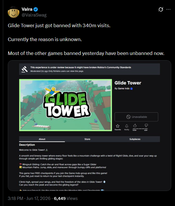 JayFissy's tweet photo. @Roblox @robloxdevrel Apparently a ton of well known games were also affected in this ban wave. All though im pretty sure that most of them have already been restored.

Games such as:
- Outlaster
- Mad City
- Munching Simulator 
- Broken Bones V
- Cube Defense
- Thick Legends https://t.co/j2XrZmH0iA