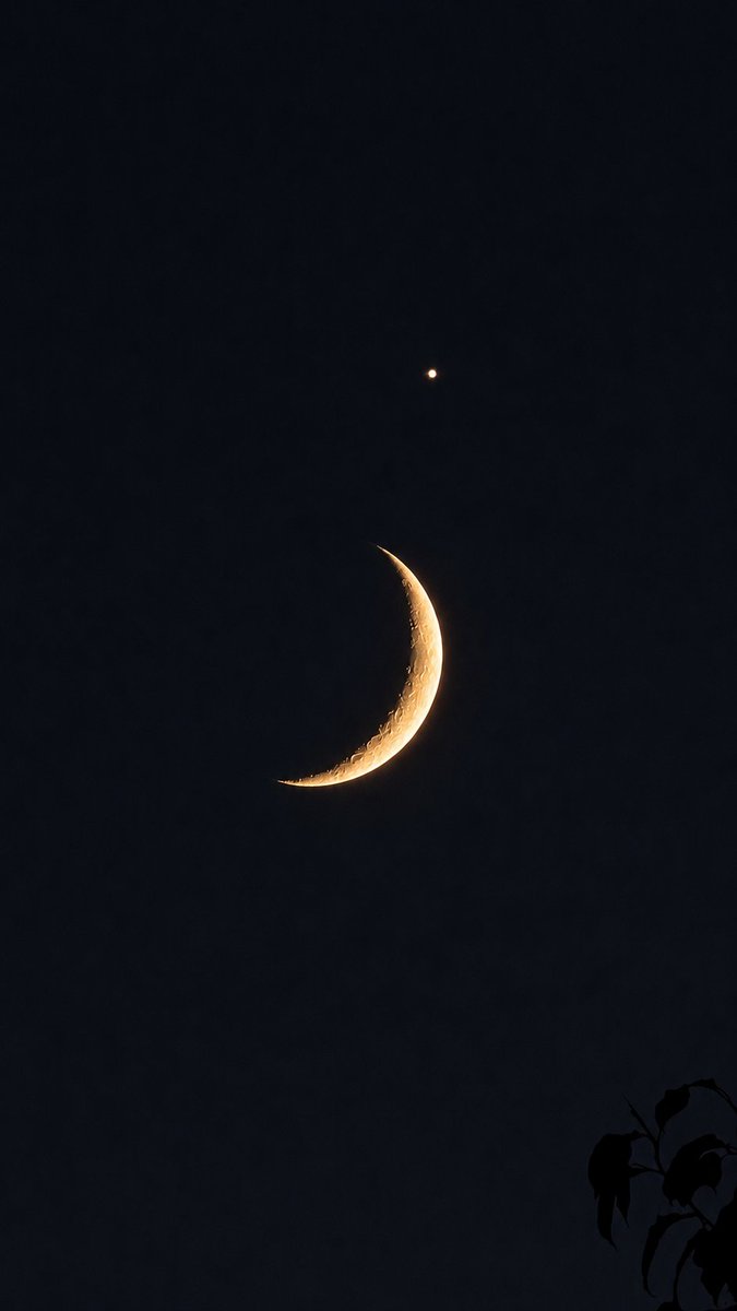 KingYamel's tweet photo. Pretty happy with a couple of phone photos of the Venus and Moon show last night https://t.co/V8YUantKst