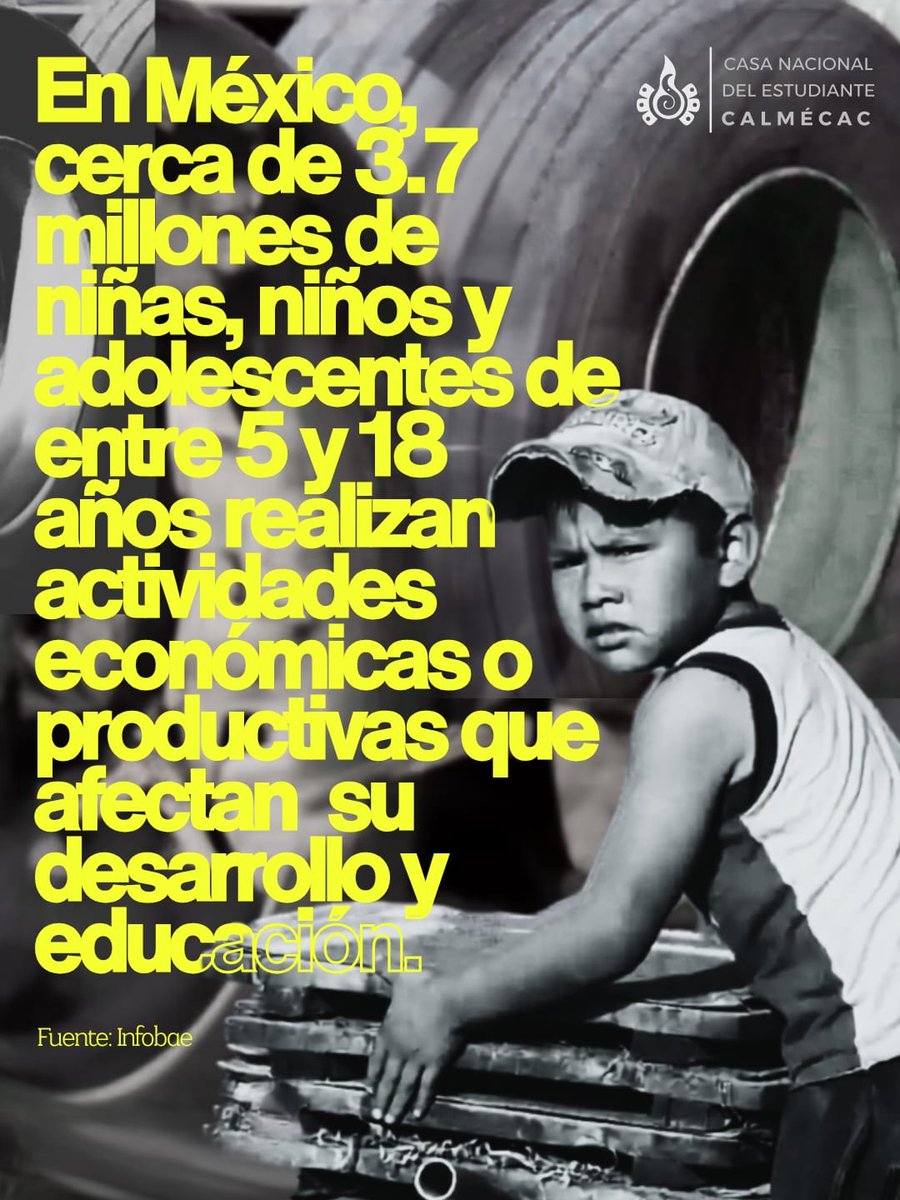 CNECALMECAC's tweet photo. #FelizJueves 🌤
#AltoAlTrabajoInfantilEnMéxico 😡✊🏻
"En México cerca de 3.7 millones de niñas, niños y adolescentes de entre 5 y 18 años realizan actividades económicas o productivas que afectan su desarrollo y educación" https://t.co/thBK16TV9p