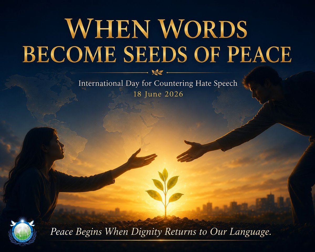 upf_eume's tweet photo. https://t.co/cS4teDNn3k 
A UPF reflection for the United Nations International Day for Countering Hate Speech, June 18, 2026 
#UniversalPeaceFederation #AmbassadorsForPeace #CounteringHateSpeech #CultureOfPeace #SDG16 #OneFamilyUnderGod https://t.co/9usfsittjI