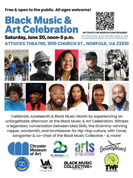 sevenvenues's tweet photo. SevenVenues administrative and box offices will be closed on Friday, June 19 in observance of Juneteenth.

Join us at the Attucks Theatre on June 20 for the Black Music &amp; Art Celebration - free and open to the public! This celebration features Mad Skillz and Torae. https://t.co/Aug4kWBECg