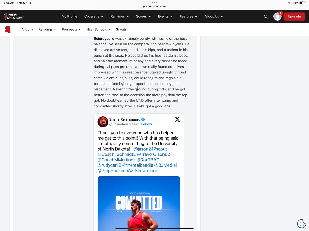 ShaneReiersgaar's tweet photo. Thank you for the great write up!! @OJW_Scouting @FootballBrophy @BrophyAthletics @jason247scout @CoachMMartinez @RonTBAOL @rudycar12 @therealbeadle @BrandonHuffman @BJMedia1 @UNDfootball @TrevorOlson62 @Coach_SchmidtE @UNDRecruiting https://t.co/zjWcja5ehT