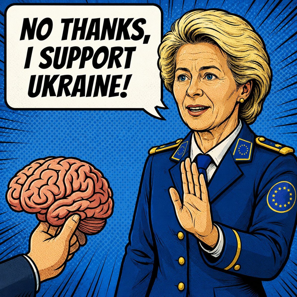 IStanczykI's tweet photo. @vonderleyen Erika, the EU is not Europe and, as a European, I do not support a country that is proud of its collaboration with Nazi Germany and that glorifies the OUN, UPA, and the Waffen-SS Galicia. So speak for yourself, you corrupt blonde German province. https://t.co/zRdt23uB7Z