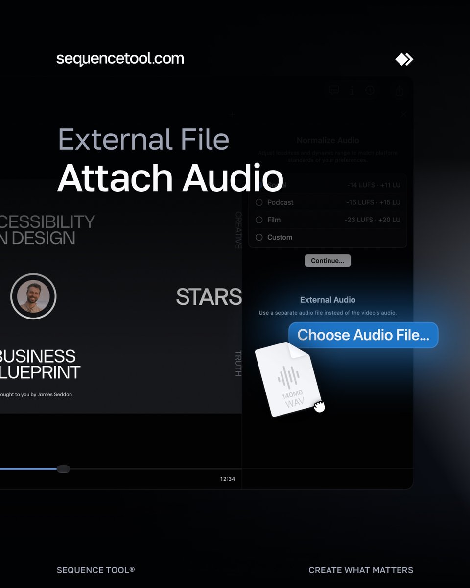 sequencetool's tweet photo. Prefer editing in a DAW? With Sequence, you can attach external audio to your variant.

#SequenceTool #VideoEditing https://t.co/vxhvGBtHbc