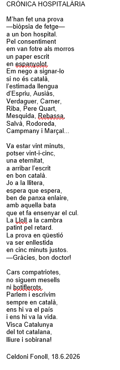 joancarlesdoval's tweet photo. Crònica hospitalaria d'en Celdoni Fonoll https://t.co/6aR2v1R6e0