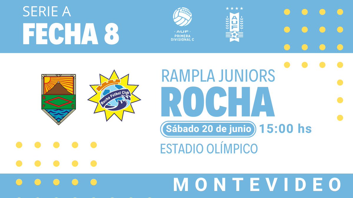 rochafutbolclub's tweet photo. Próximo sábado 🔜⚽️
@DivisionalCAUF
𝗙𝗘𝗖𝗛𝗔 7️8️⃣
🆚️ @RamplaJuniorsFC

#CelesteDelEste 🩵
#LosDeLaVaca 🐄 https://t.co/27krKRbKe8