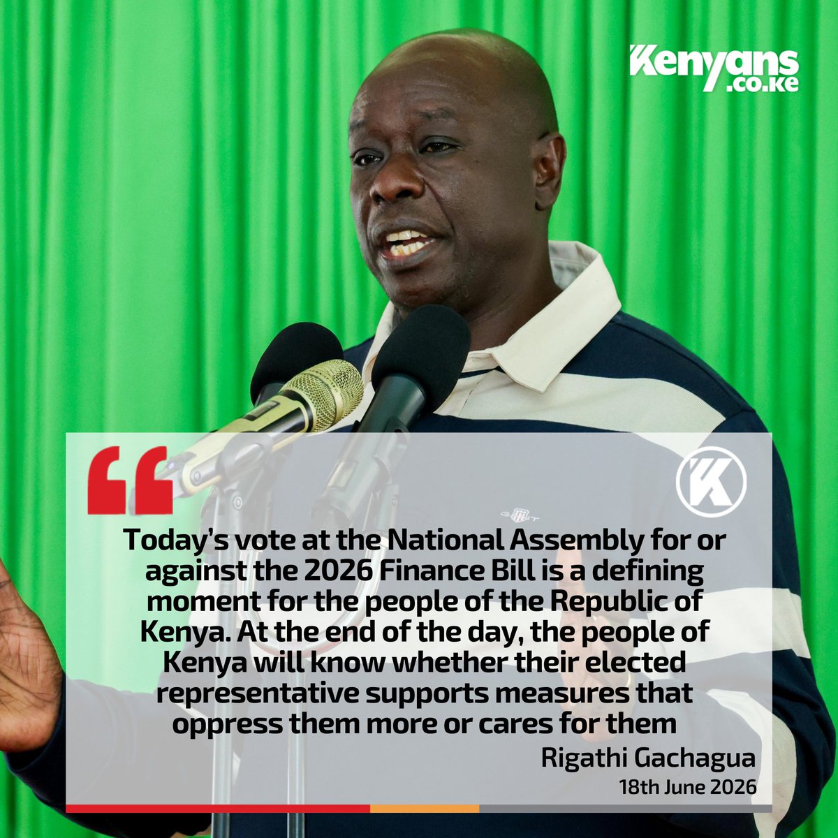 Kenyans's tweet photo. Today’s vote at the National Assembly for or against the 2026 Finance Bill is a defining moment for the people of the Republic of Kenya - Gachagua https://t.co/J9e9XZZ2yk