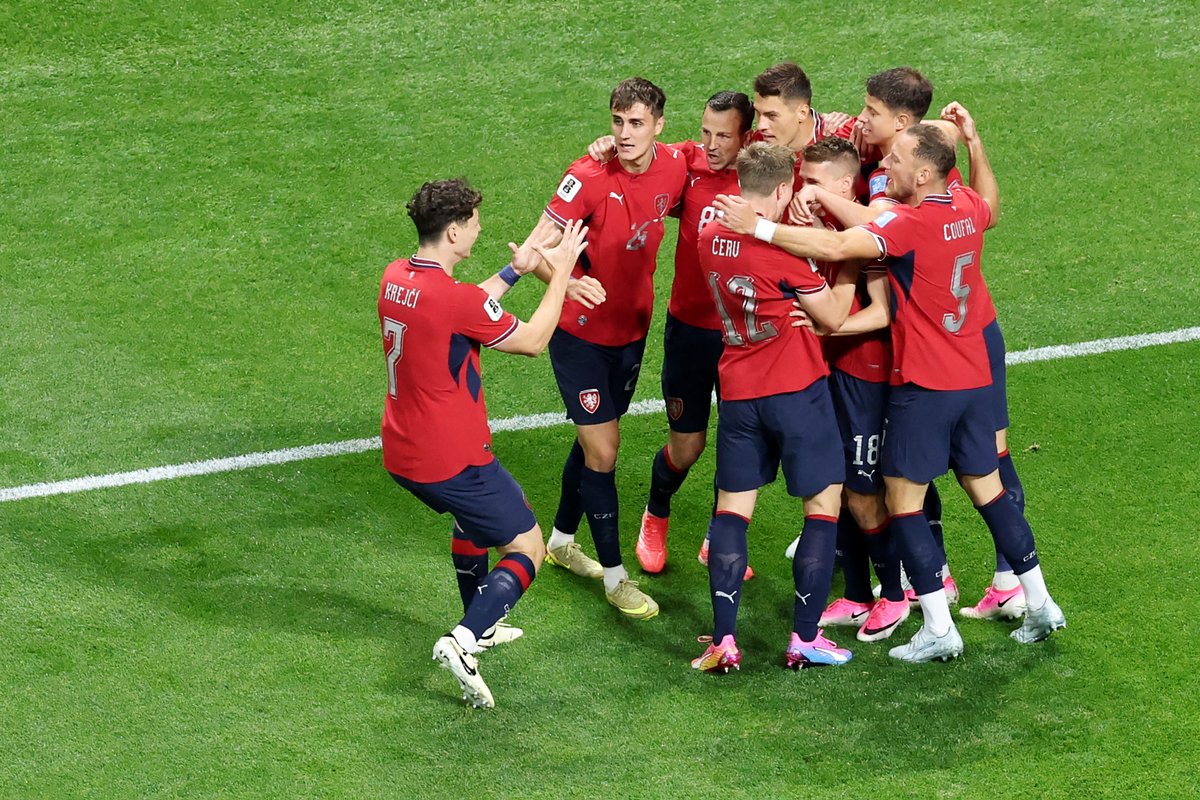 channelstv's tweet photo. Michal Sadilek #18 of Czechia celebrates with teammates after scoring the team's first goal during the FIFA World Cup 2026 Group A match between Czechia and South Africa at Atlanta Stadium on June 18, 2026, in Atlanta, Georgia. 

Photo: Molly Darlington/Getty Images/AFP https://t.co/H5mEPVZ7H4