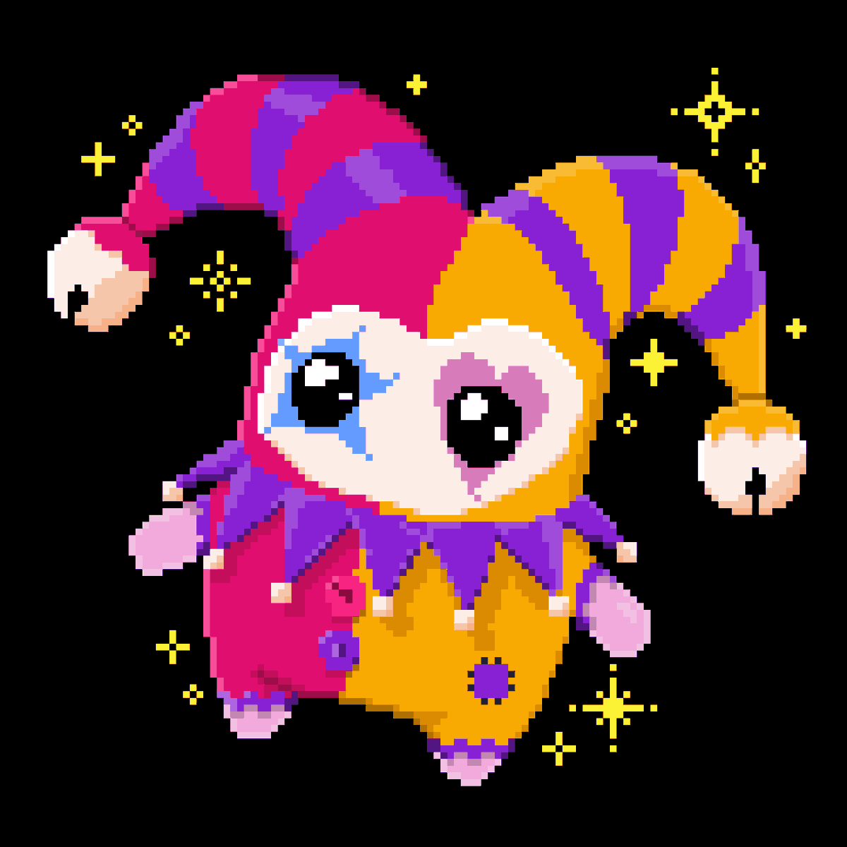 SugarBunnyx's tweet photo. I noticed my original color palette was a little too close to Delulu's, so I leaned into it and transformed my Prankster Sprite into a Delulu Sprite! Hope you guys love it as much as I do.💖 #DesignASprite https://t.co/OiVxQKB7CA