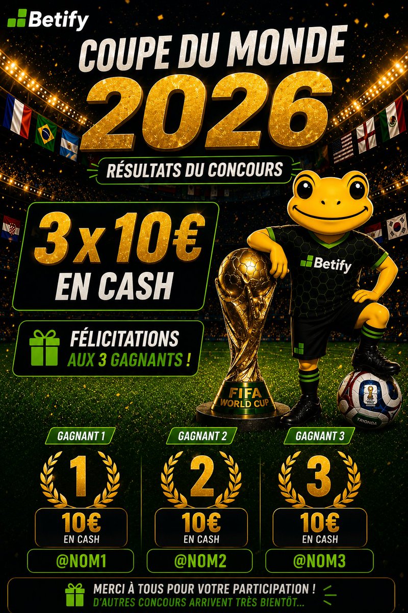 BetClem_'s tweet photo. 🎁 JEU CONCOURS 🎁 3X10€ 💸 EN CASH À GAGNER CHEZ BETIFY!🟢

POUR PARTICIPER :
👉 FOLLOW @BetClem_ &amp; @Betify
👉 LIKE ❤️ + RT ♻️ CE POST 
👉 Commente ton pseudo 💬

Inscris-toi ici 👇
https://t.co/DaTf90iBoC
🎁 50% de ton 1er dépôt offerts +10€ en cash

⏳ TAS demain à 14h00🕛 https://t.co/WoJdBlQF95