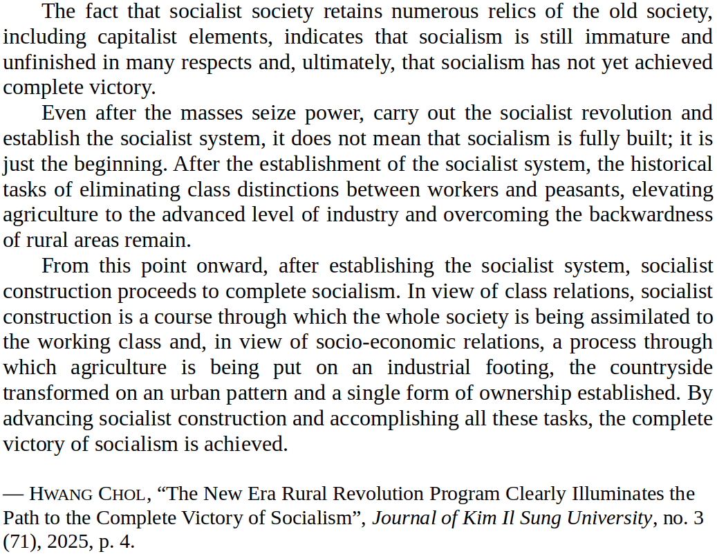 JucheMaxing's tweet photo. Western leftists: Korea is getting richer because it “adopted shitty Dengism”.

Meanwhile, the DPRK: *criticizes Chinese revisionism, exterminates black-marketeers, strengthens centralized planning and advances towards a classless society* https://t.co/nM3SBExgQE