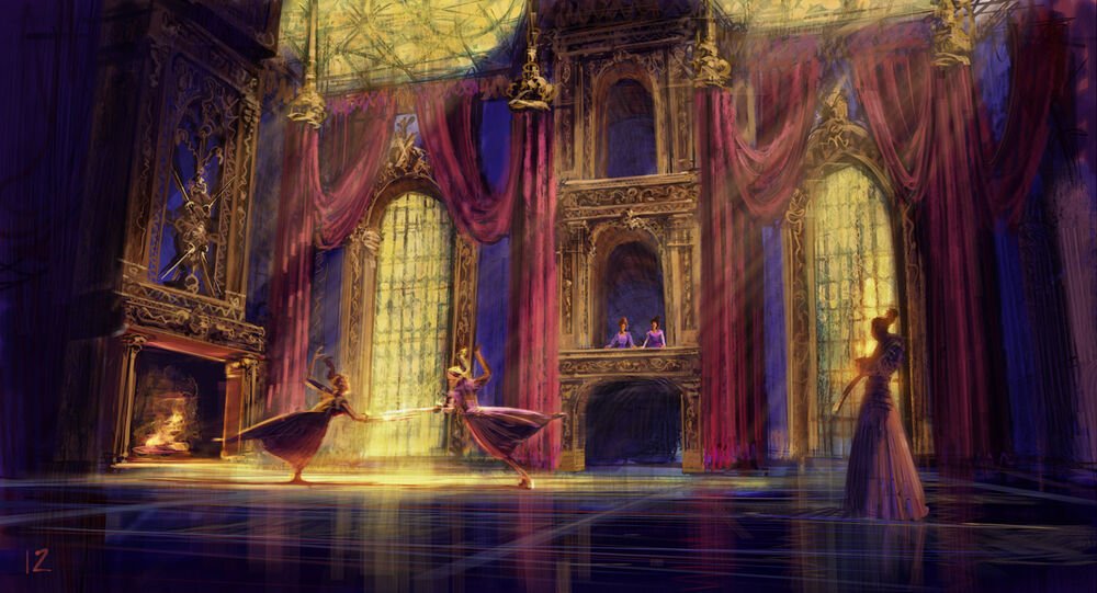 reminiscinbby's tweet photo. the concept art of barbie and the three musketeers (2009) by walter p. martishius https://t.co/y8NgcOClUt