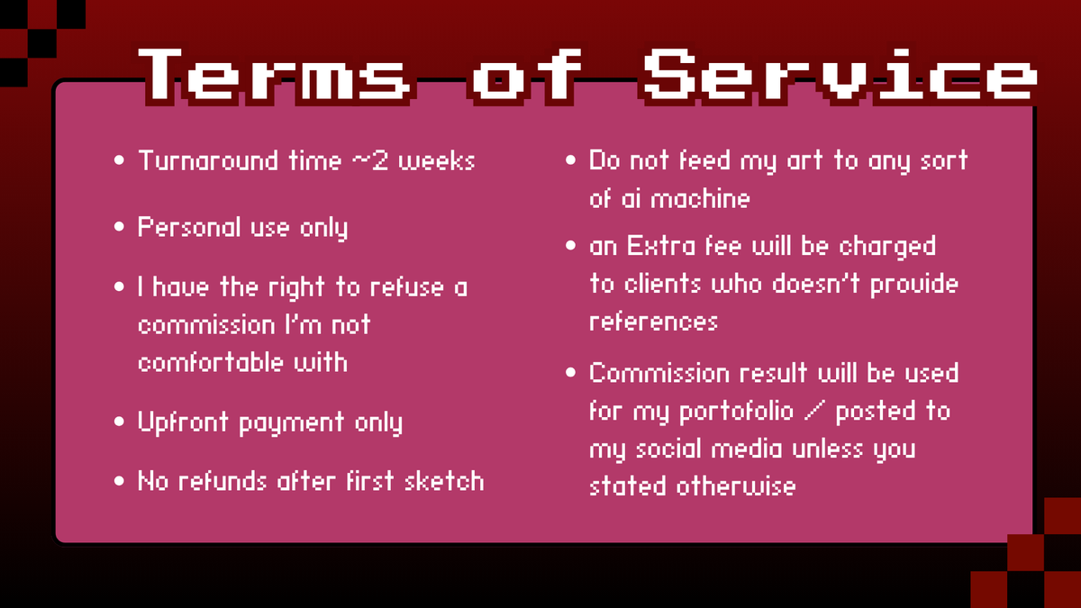 glitchtripping's tweet photo. 🔁&amp;🖤are appreciated~

Opening my first pixel art c0mms!
Slots are unlimited (for now), dm me to order😋

#commissionopen #pixelart #helpanindonesiangirlout https://t.co/cygUM05VAd