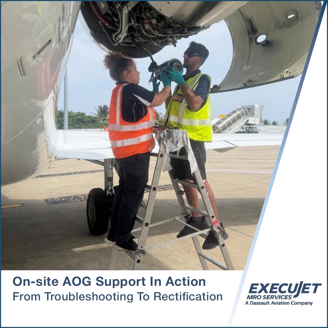 ExecujetMro's tweet photo. In a recent deployment to Velana International Airport, Maldives, our Malaysian team supported a Falcon 900EX EASy, working in close coordination with the Dassault Aviation Falcon Command Center to carry out on-site troubleshooting, component replacement and system testing. https://t.co/CuaGoLDoJx