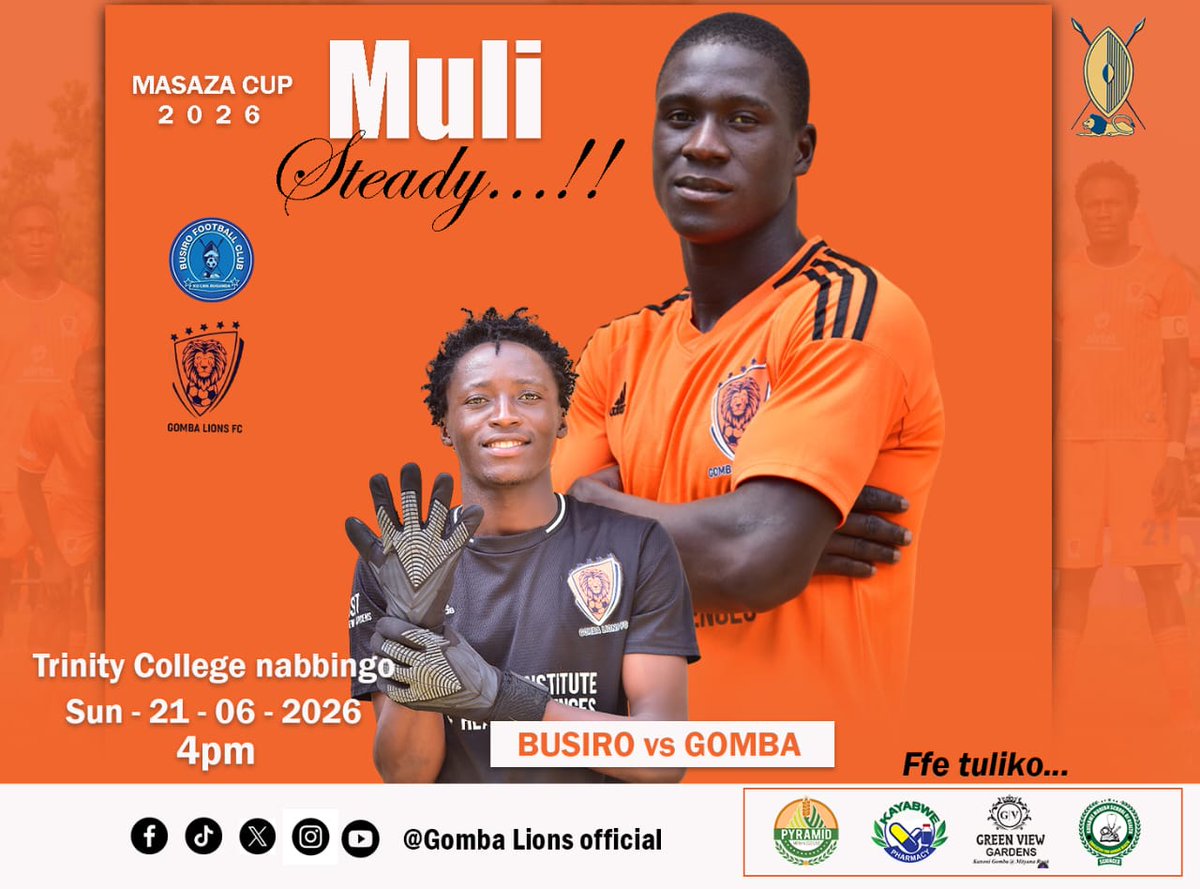 GombaFcLions's tweet photo. Fellow Ugandans especially bana Gomba, be steady be better Busiro tujja.
#we either win or they lose
#we are the Lions
#ffe tuliko
@bbstvug @892cbsFm @NBSportUg https://t.co/aNyDtCwlL1