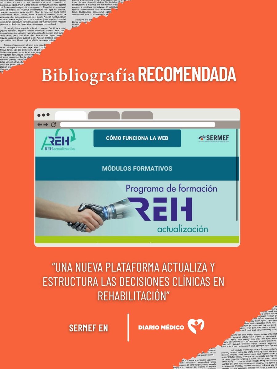SERMEF_es's tweet photo. 📚 Bibliografía recomendada

Compartimos esta aparición en Diario Médico sobre Reh-Actualización, nuestra plataforma de formación y consulta que organiza el conocimiento clínico para facilitar decisiones claras, estructuradas y basadas en la evidencia.

https://t.co/Tud0j79x8m https://t.co/G19a4E3Up3