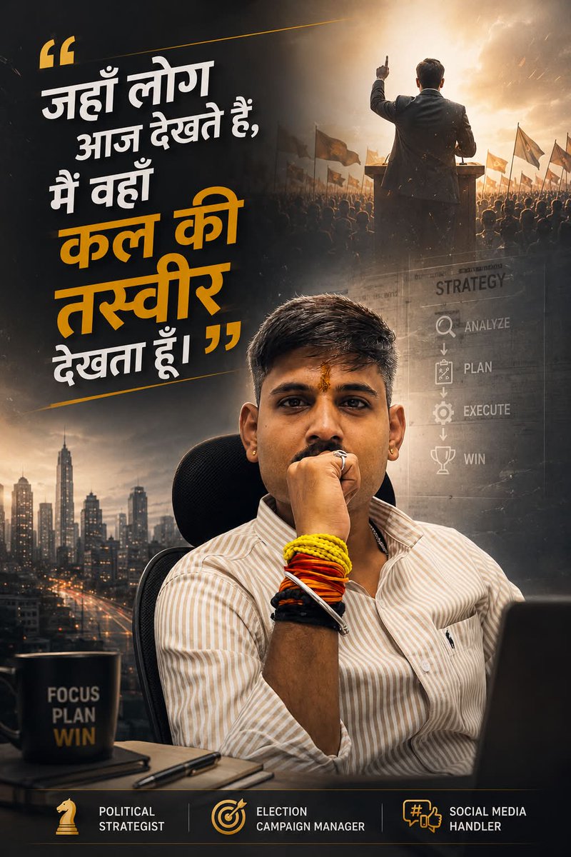 StrategyShubham's tweet photo. While others see today, I prepare for tomorrow.

#PoliticalStrategist #ElectionCampaignManager #FutureVision https://t.co/nWW3U9pEva